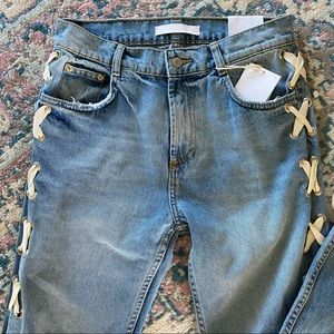 Zara Lace up straight Jeans 👖 size USA 4 EUR 36